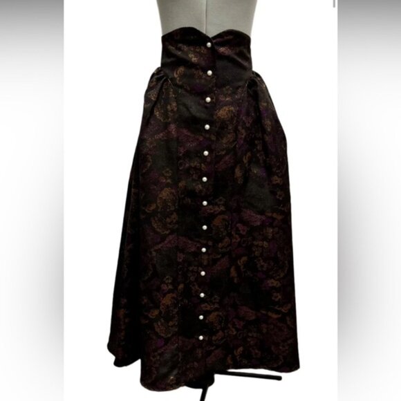 Batsheva Bella BNWOT metallic jacquard midi skirt 6 - Picture 2 of 15